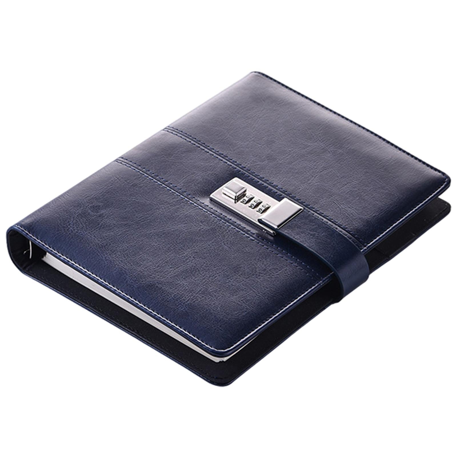 PU Journal Notebook Pad w/ Lock Strategy Deily Record Diary Stationery Blue