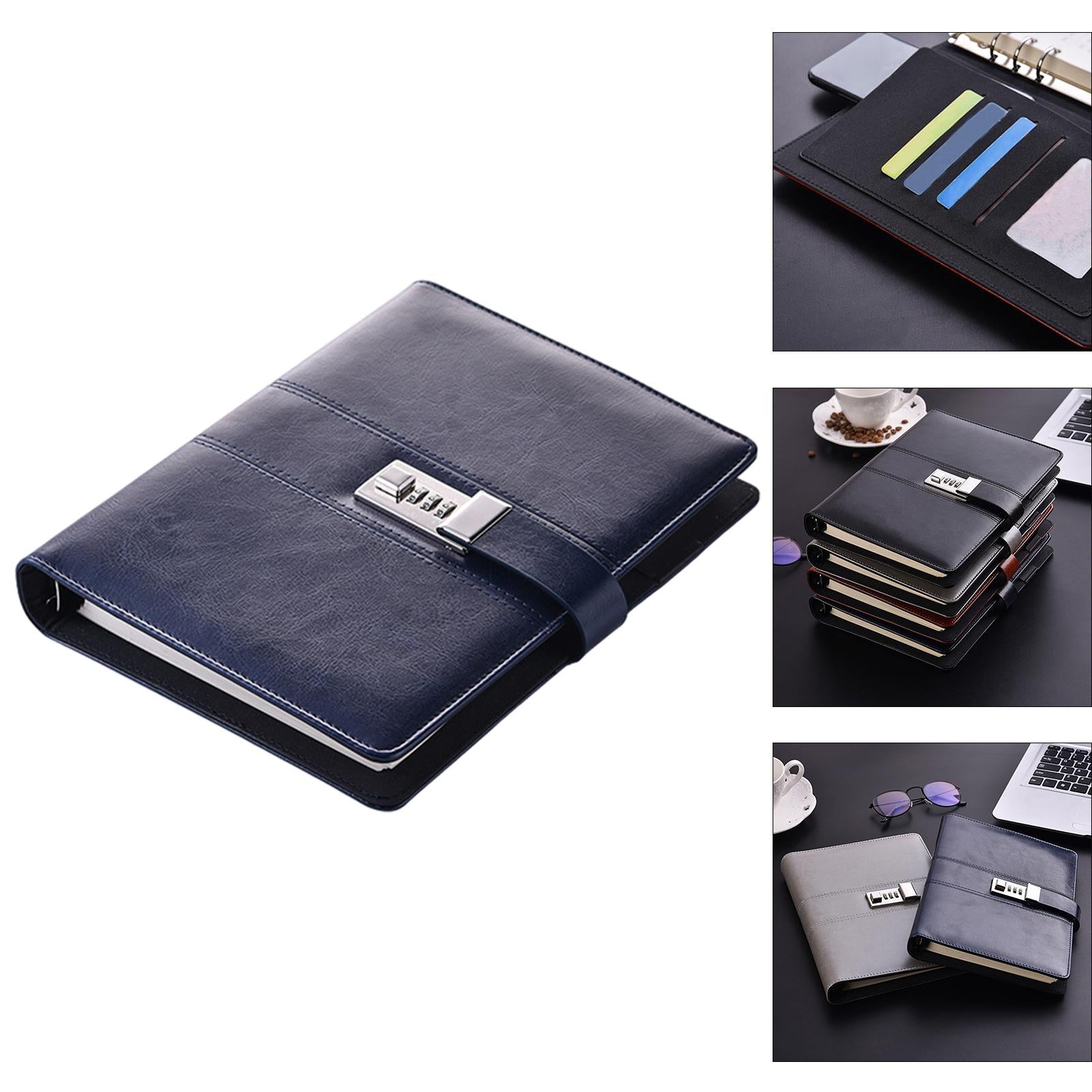 PU Journal Notebook Pad w/ Lock Strategy Deily Record Diary Stationery Blue