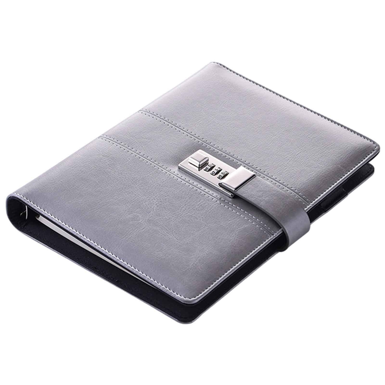 PU Journal Notebook Pad w/ Lock Strategy Deily Record Diary Stationery Grey