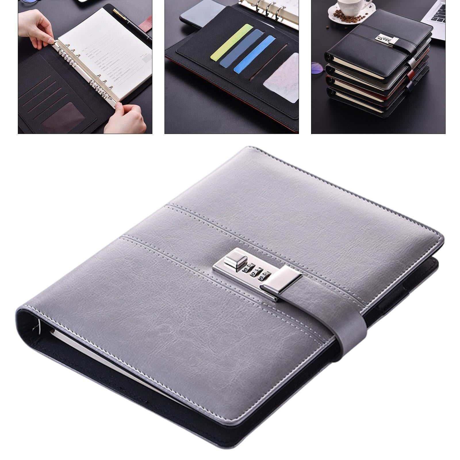 PU Journal Notebook Pad w/ Lock Strategy Deily Record Diary Stationery Grey