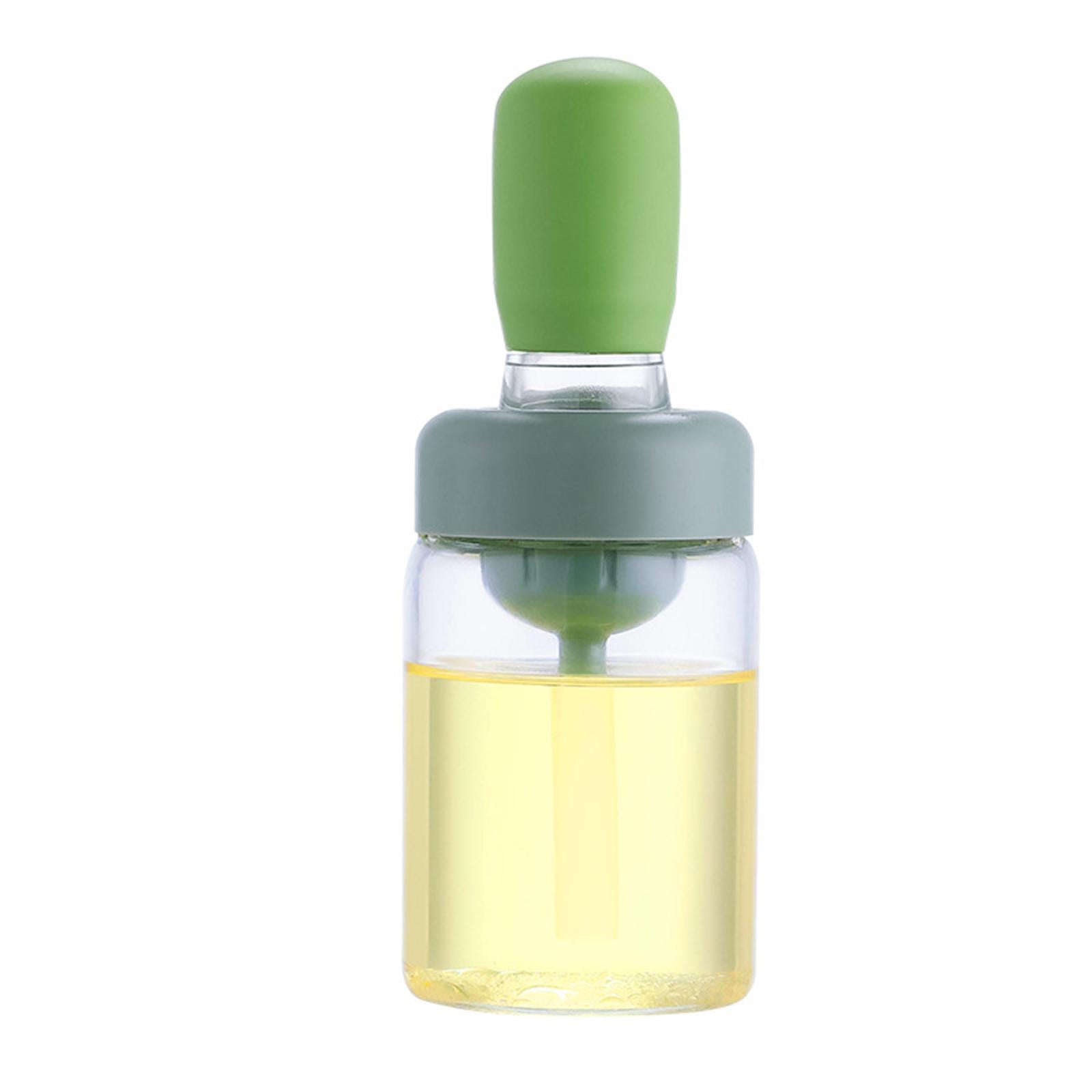Oil Bottle with Silicone Brush Oil Container for Cooking Baking Green