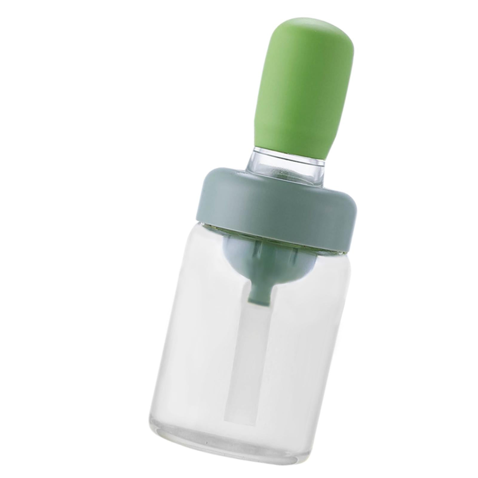 Oil Bottle with Silicone Brush Oil Container for Cooking Baking Green