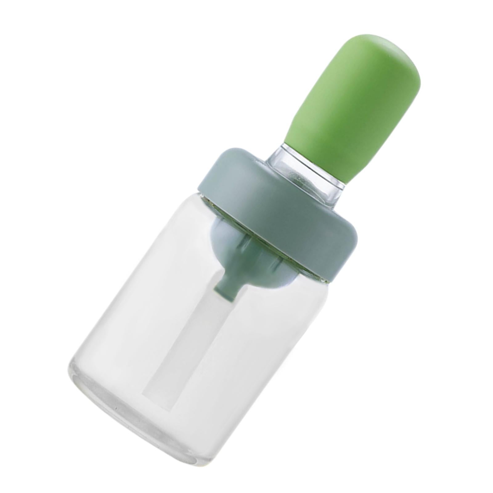 Oil Bottle with Silicone Brush Oil Container for Cooking Baking Green
