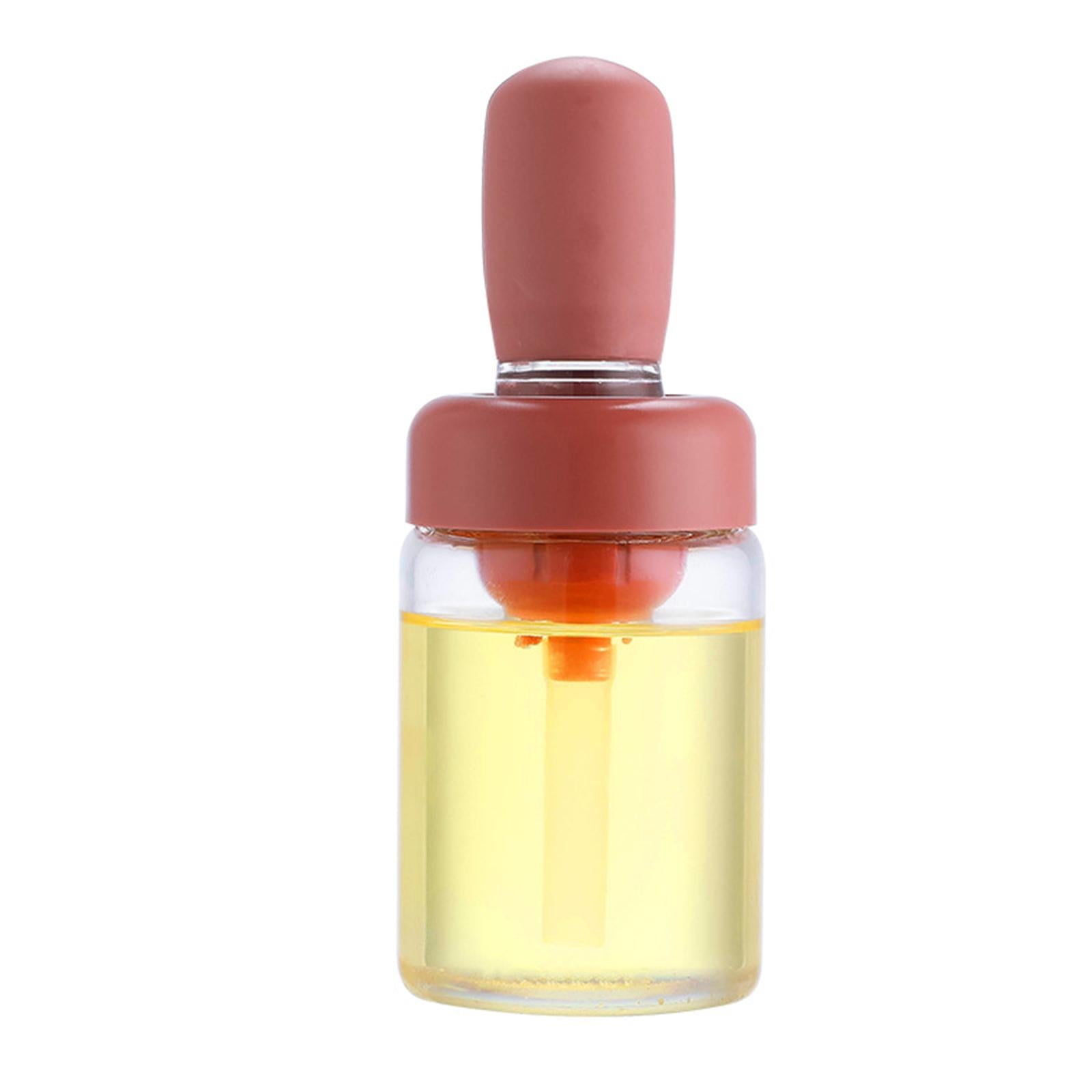 Oil Bottle with Silicone Brush Oil Container for Cooking Baking Pink