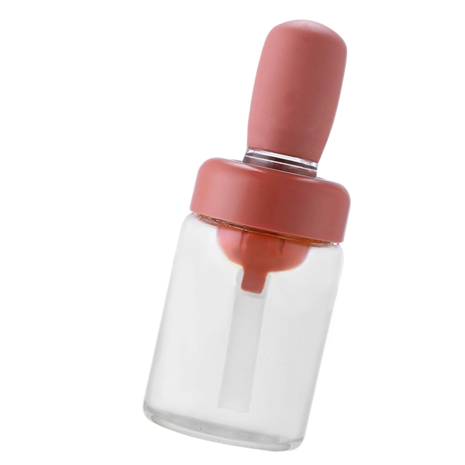 Oil Bottle with Silicone Brush Oil Container for Cooking Baking Pink