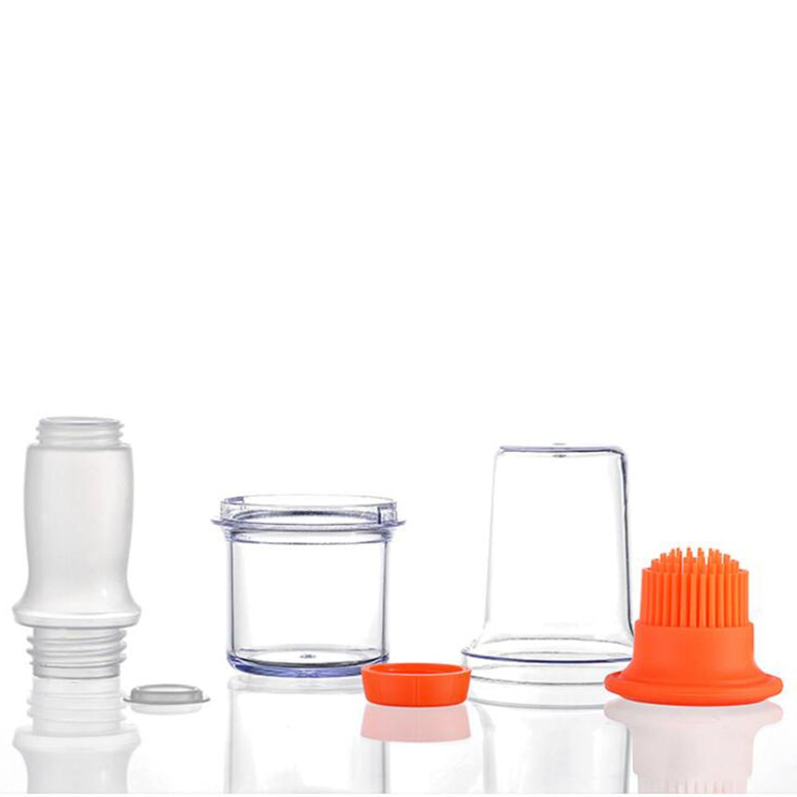 Barbecue Bottle with Brush Oil Brush Silicone Baking BBQ Tools Orange