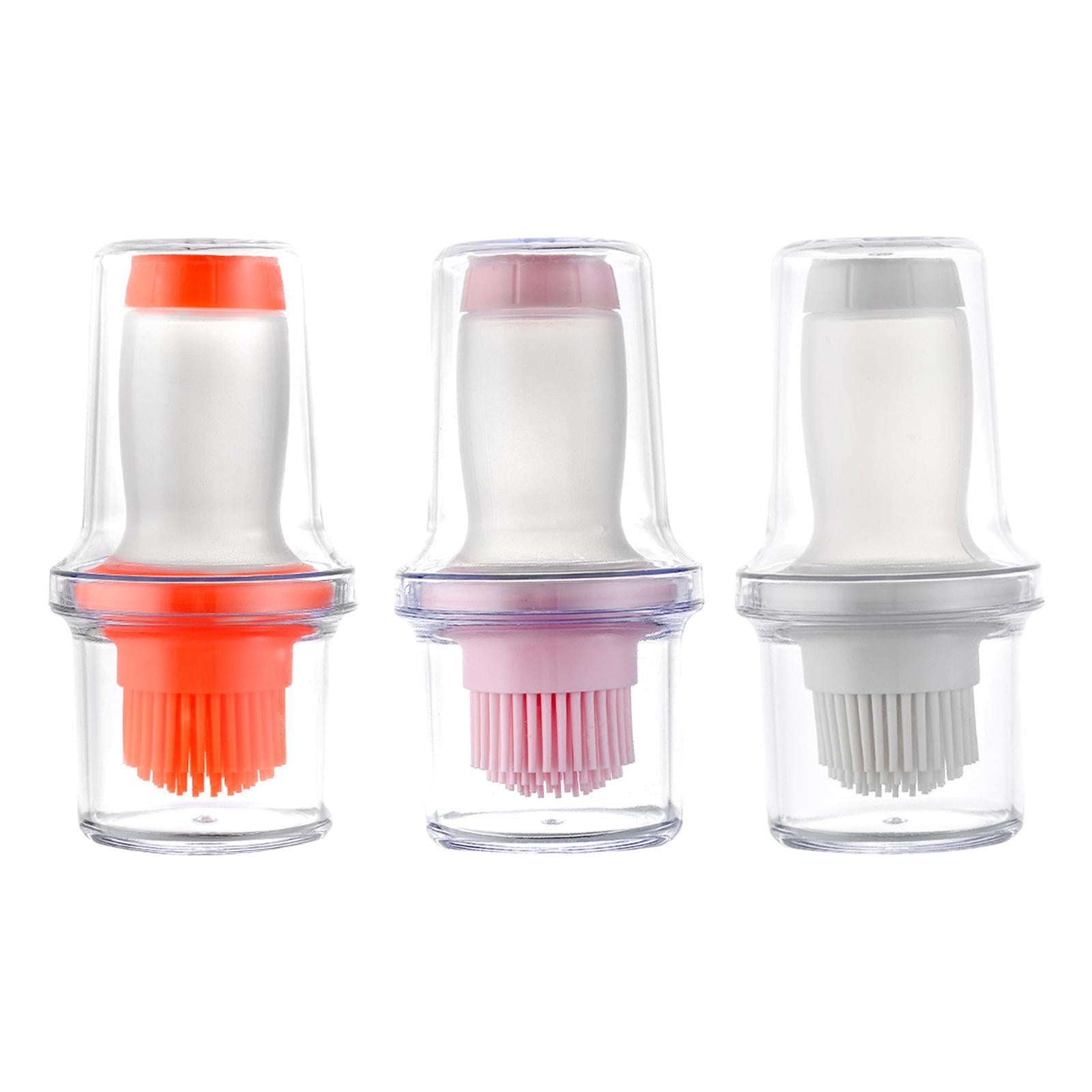 Barbecue Bottle with Brush Oil Brush Silicone Baking BBQ Tools Orange