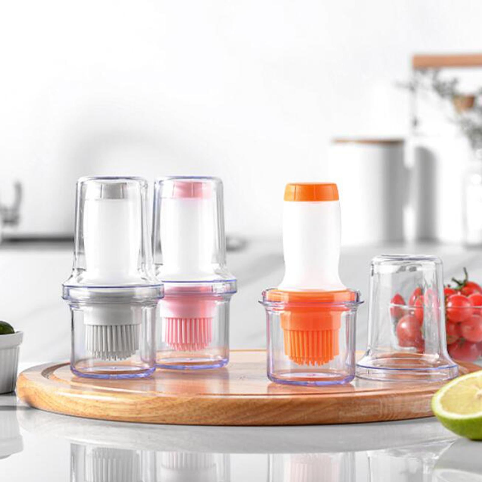 Barbecue Bottle with Brush Oil Brush Silicone Baking BBQ Tools Orange