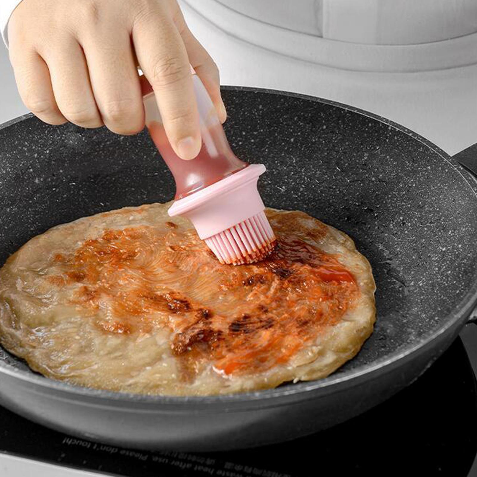 Barbecue Bottle with Brush Oil Brush Silicone Baking BBQ Tools Pink