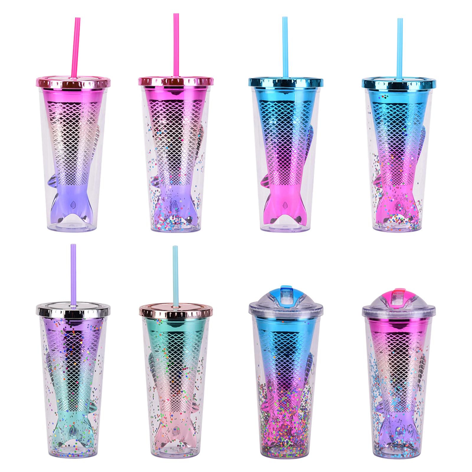 Glamour Tumbler Glitter Drinking Cup Leakproof Water Bottle with Straw & Lid Style A