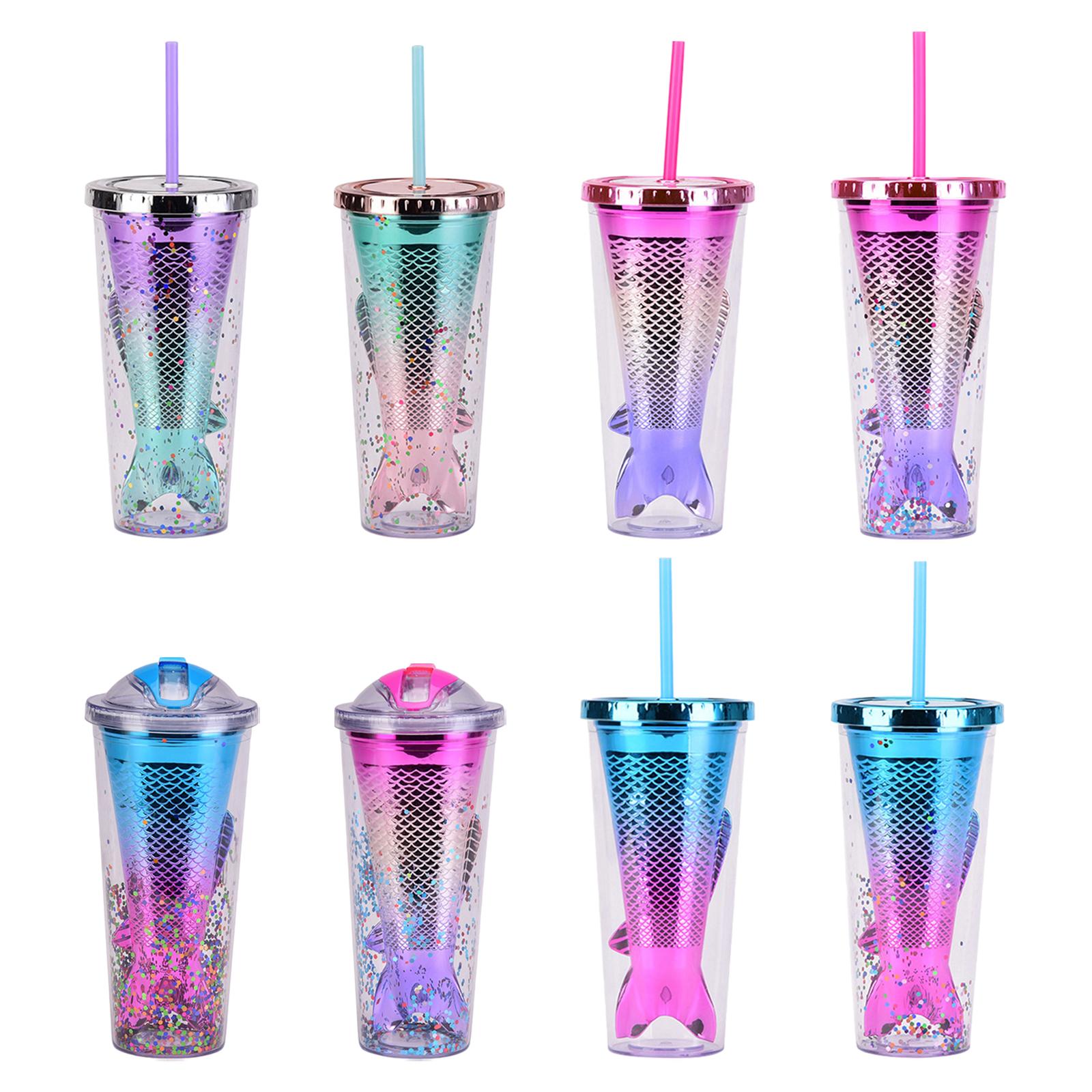 Glamour Tumbler Glitter Drinking Cup Leakproof Water Bottle with Straw & Lid Style A