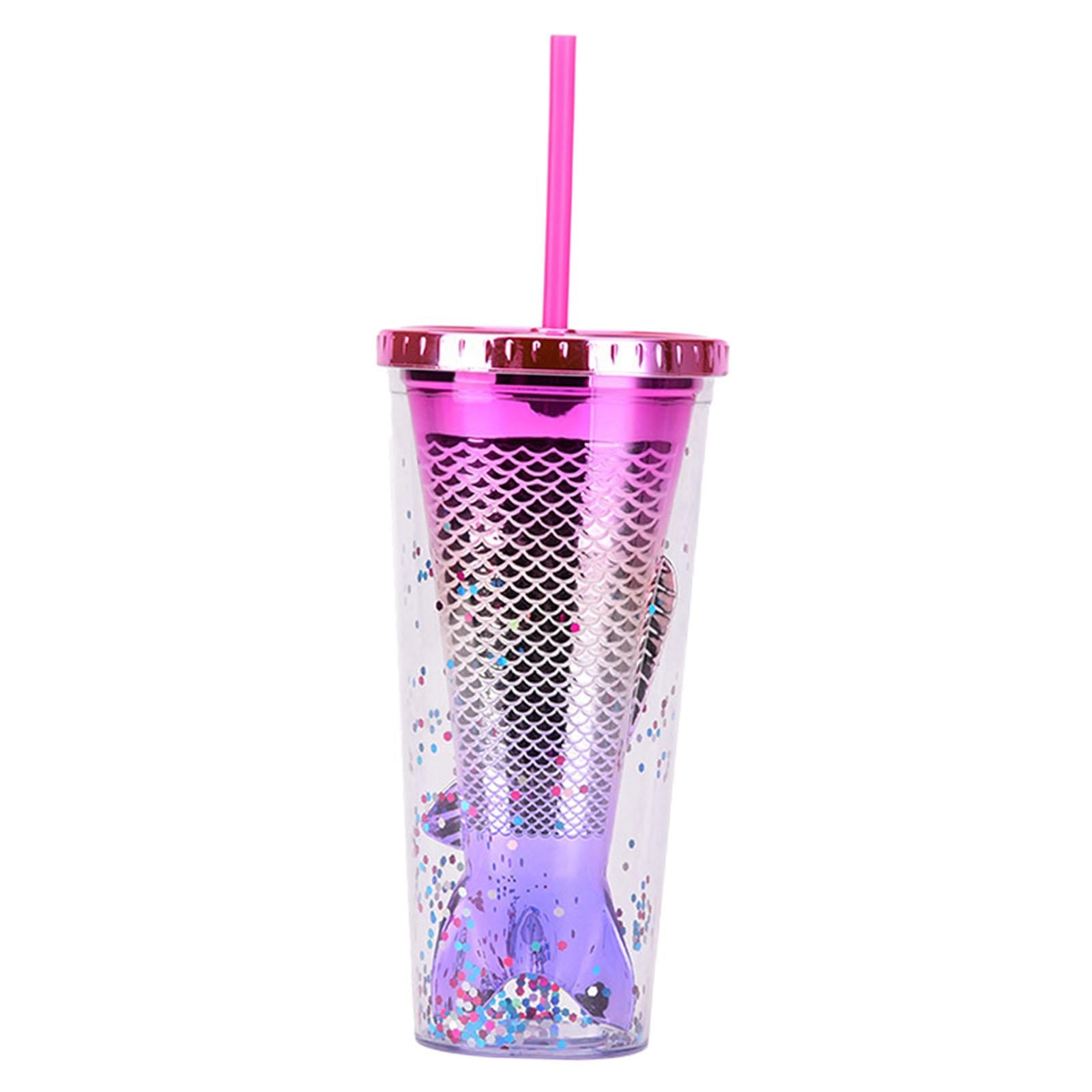 Glamour Tumbler Glitter Drinking Cup Leakproof Water Bottle with Straw & Lid Style B