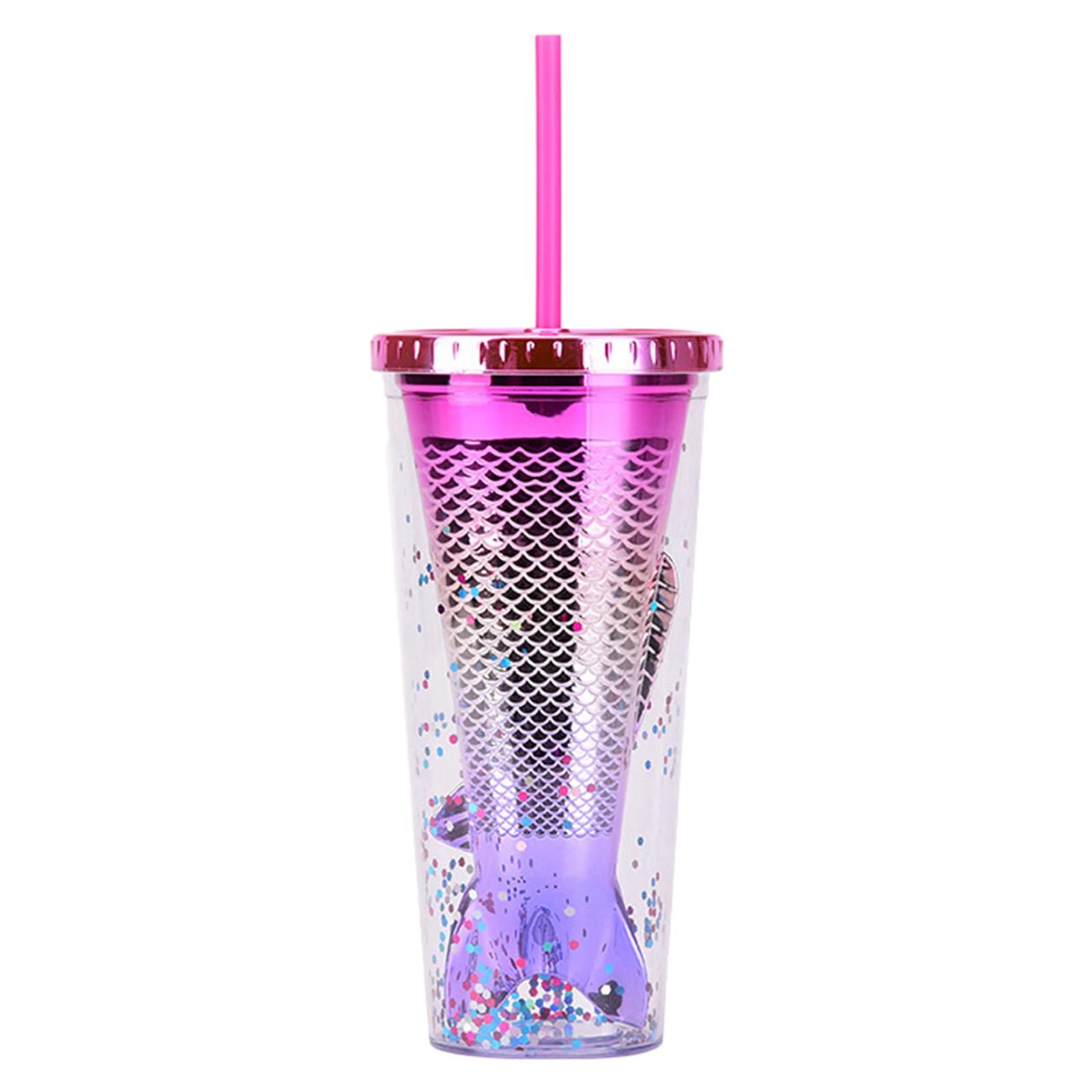 Glamour Tumbler Glitter Drinking Cup Leakproof Water Bottle with Straw & Lid Style B