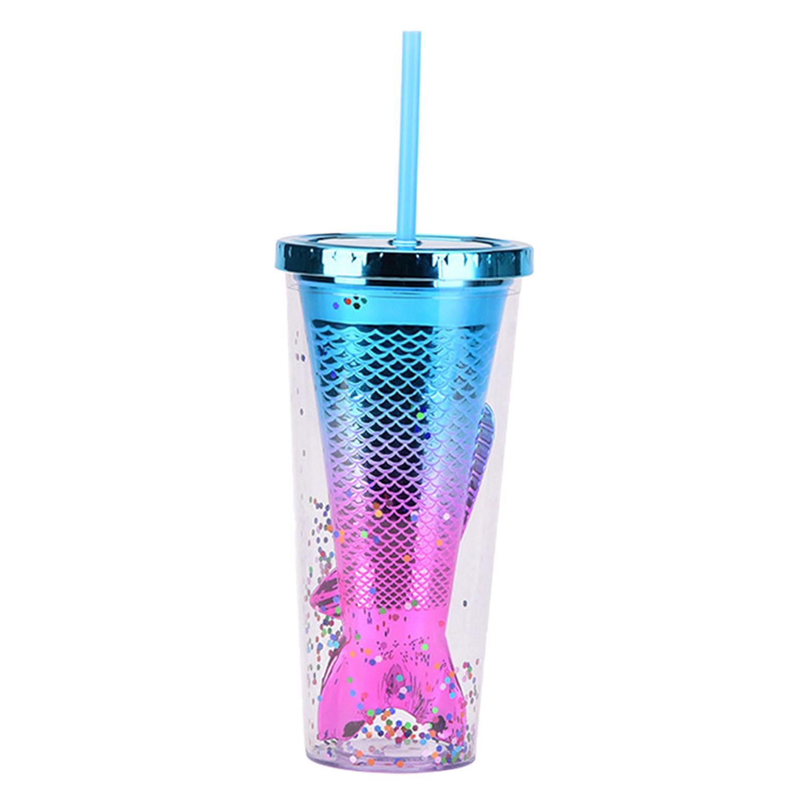 Glamour Tumbler Glitter Drinking Cup Leakproof Water Bottle with Straw & Lid Style D