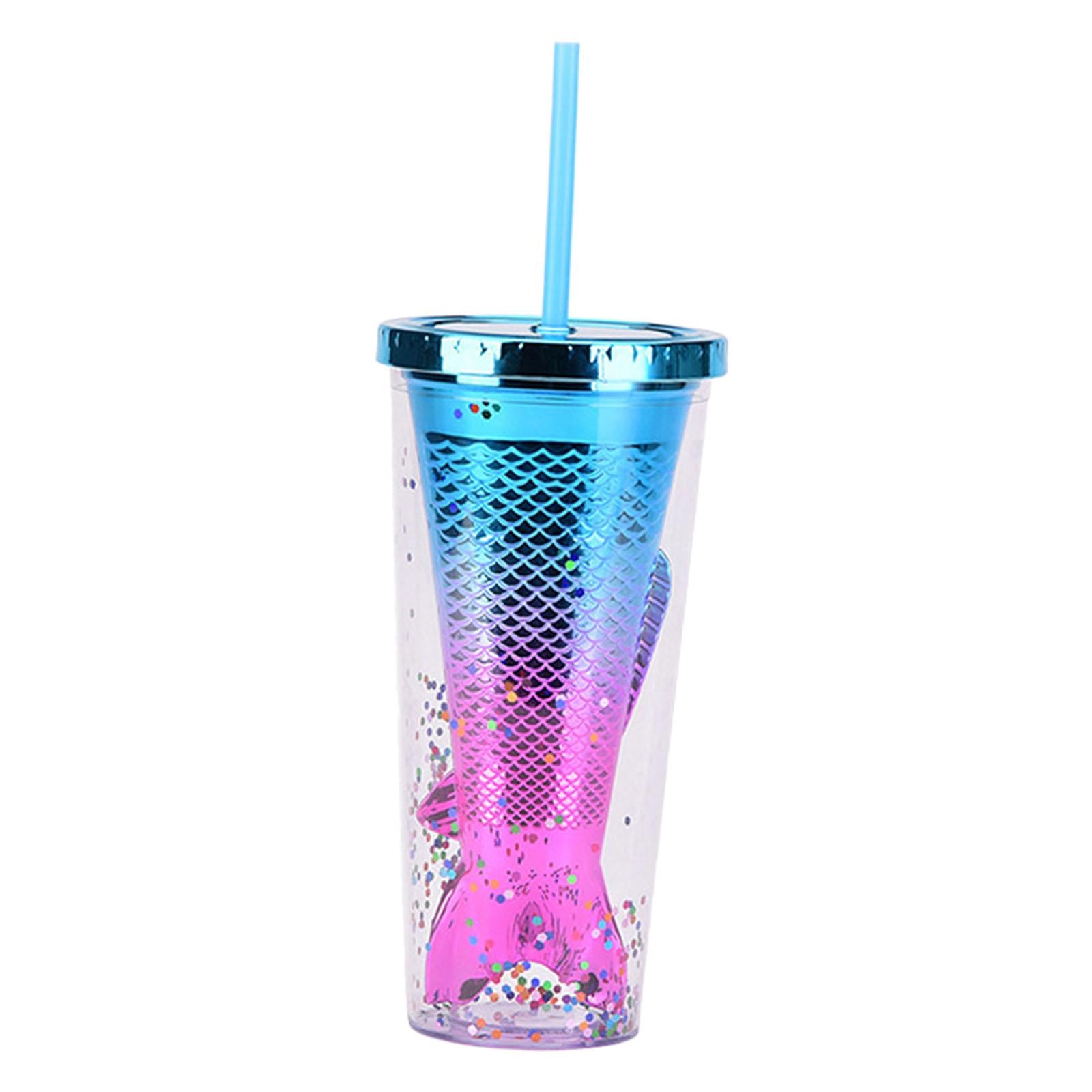 Glamour Tumbler Glitter Drinking Cup Leakproof Water Bottle with Straw & Lid Style D