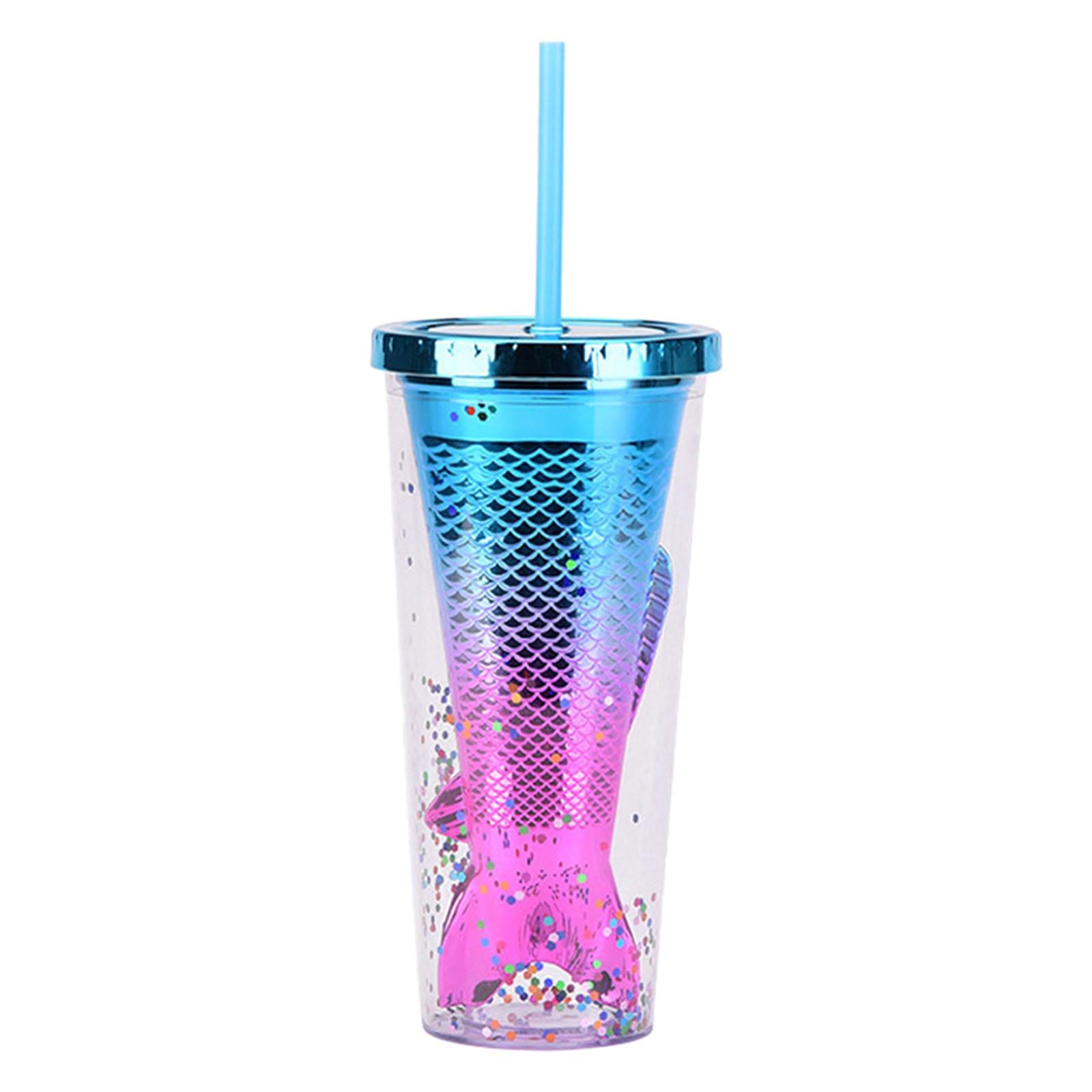 Glamour Tumbler Glitter Drinking Cup Leakproof Water Bottle with Straw & Lid Style D