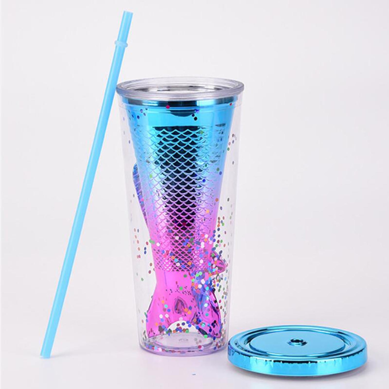 Glamour Tumbler Glitter Drinking Cup Leakproof Water Bottle with Straw & Lid Style D