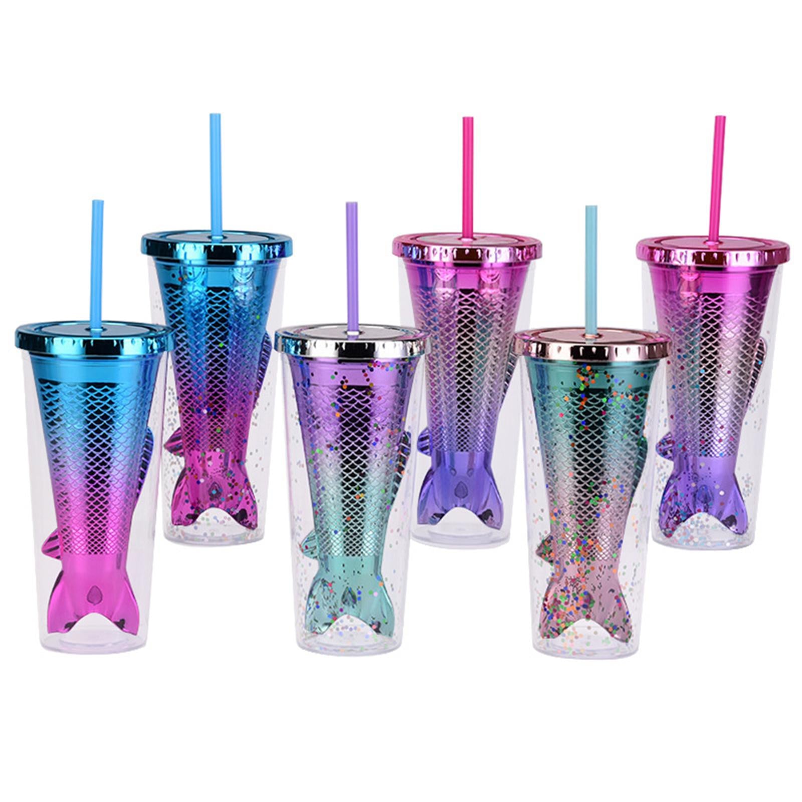 Glamour Tumbler Glitter Drinking Cup Leakproof Water Bottle with Straw & Lid Style D
