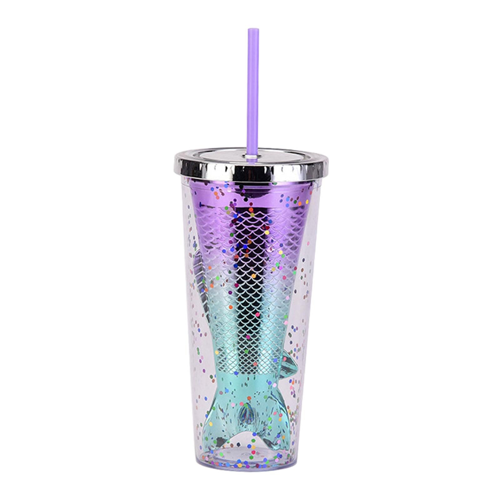 Glamour Tumbler Glitter Drinking Cup Leakproof Water Bottle with Straw & Lid Style E