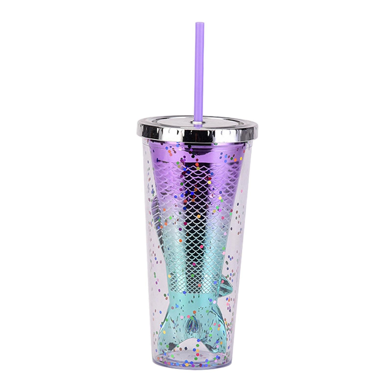 Glamour Tumbler Glitter Drinking Cup Leakproof Water Bottle with Straw & Lid Style E