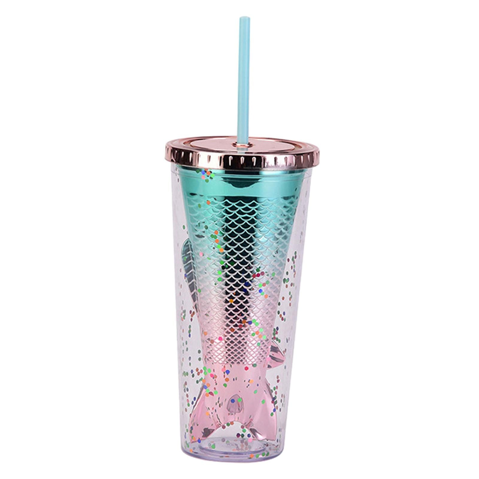 Glamour Tumbler Glitter Drinking Cup Leakproof Water Bottle with Straw & Lid Style F