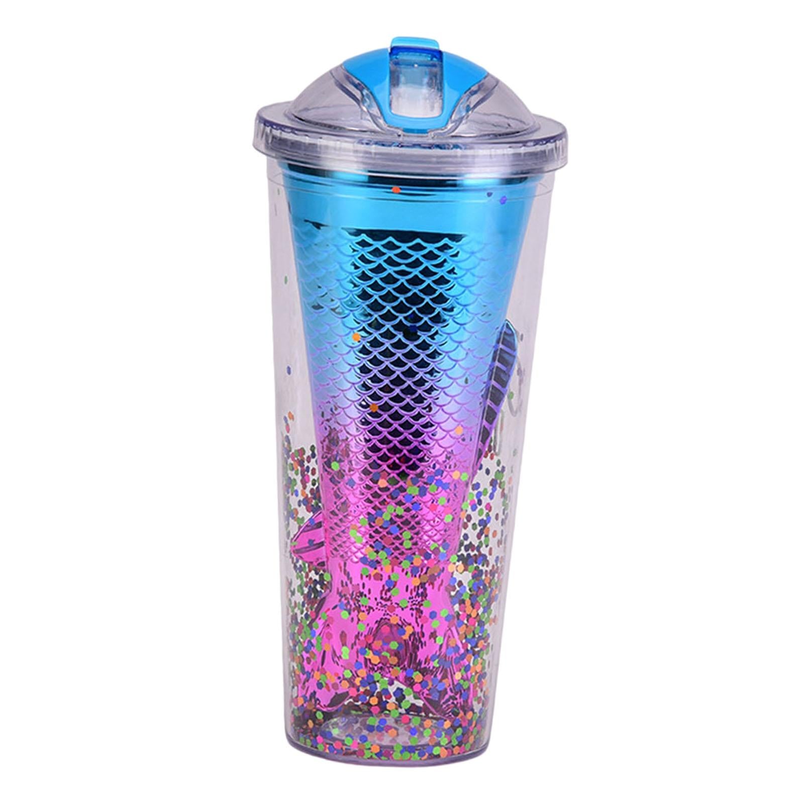Glamour Tumbler Glitter Drinking Cup Leakproof Water Bottle with Straw & Lid Style G