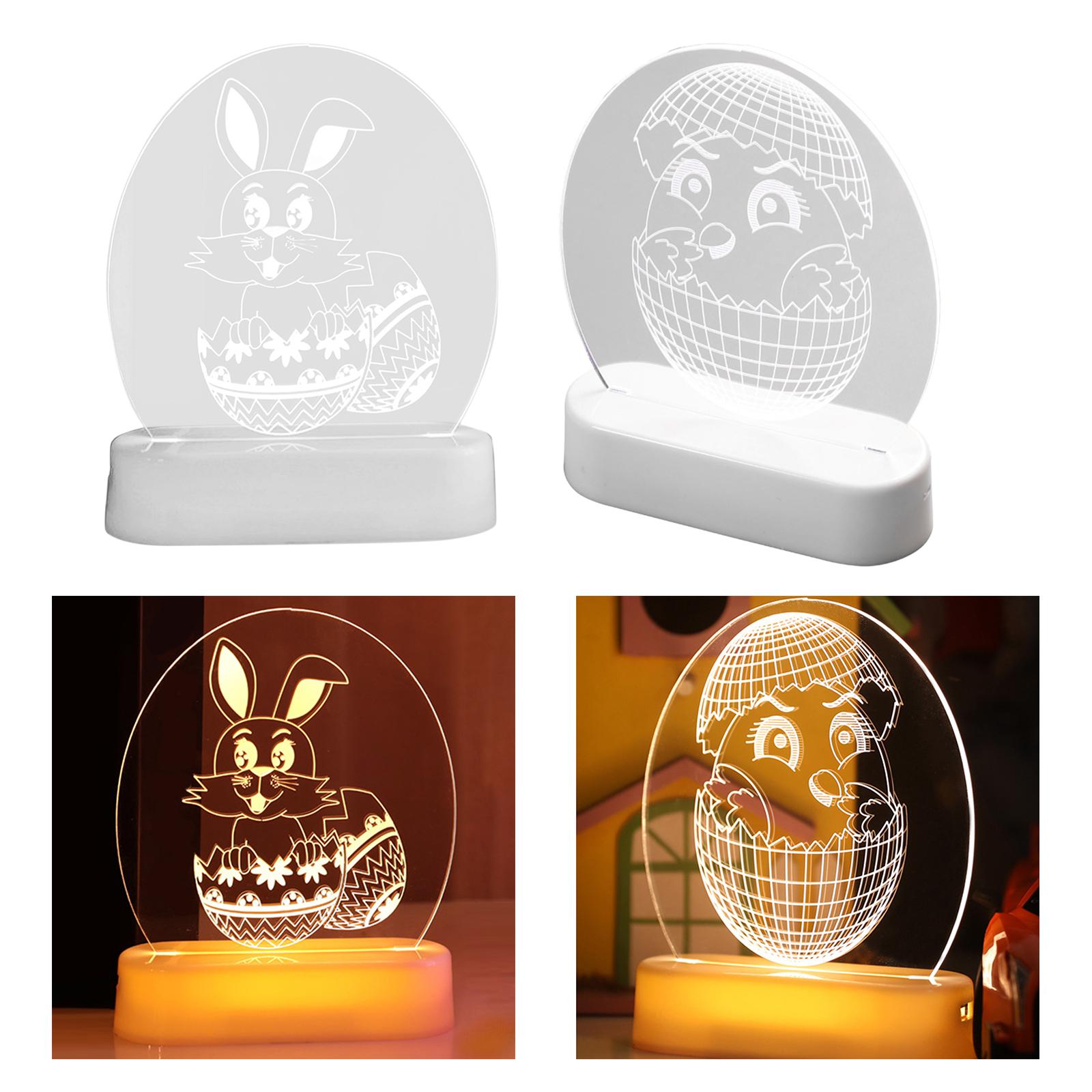 Lovely 3D Acrylic Night Light Easter Party Home Decor Ornaments Chicken