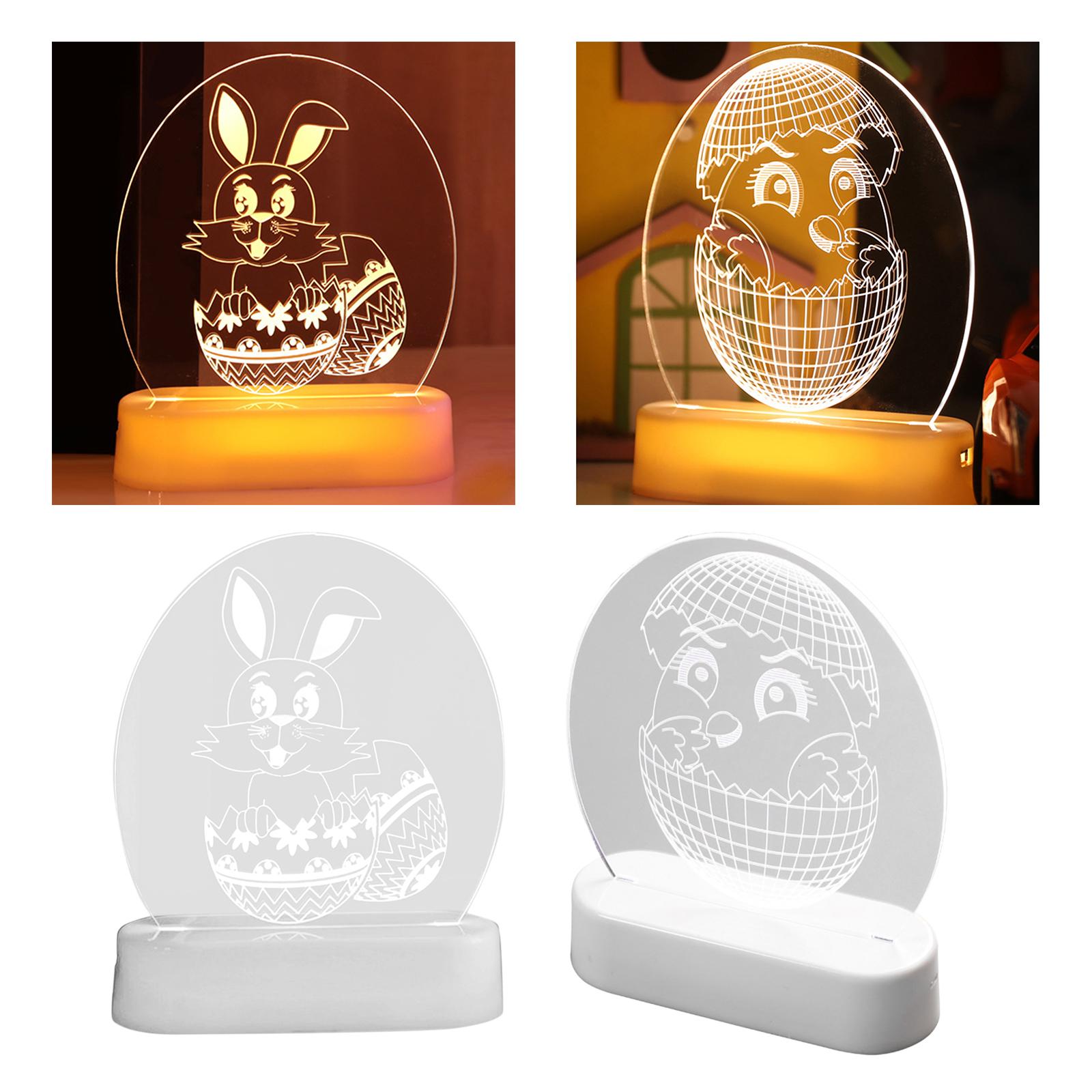 Lovely 3D Acrylic Night Light Easter Party Home Decor Ornaments Chicken