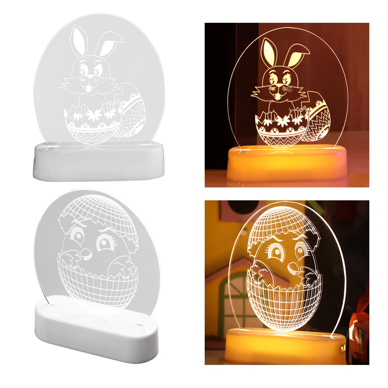 Lovely 3D Acrylic Night Light Easter Party Home Decor Ornaments Chicken