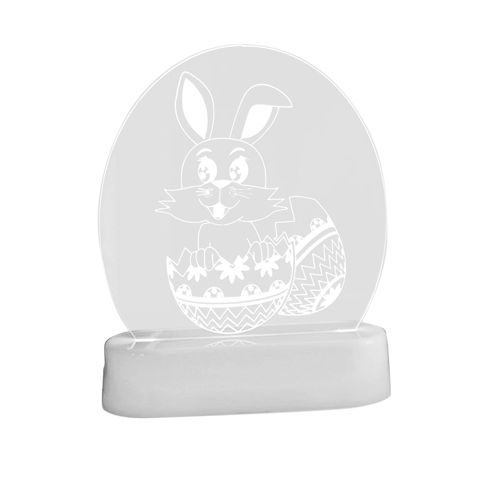 Lovely 3D Acrylic Night Light Easter Party Home Decor Ornaments Rabbit