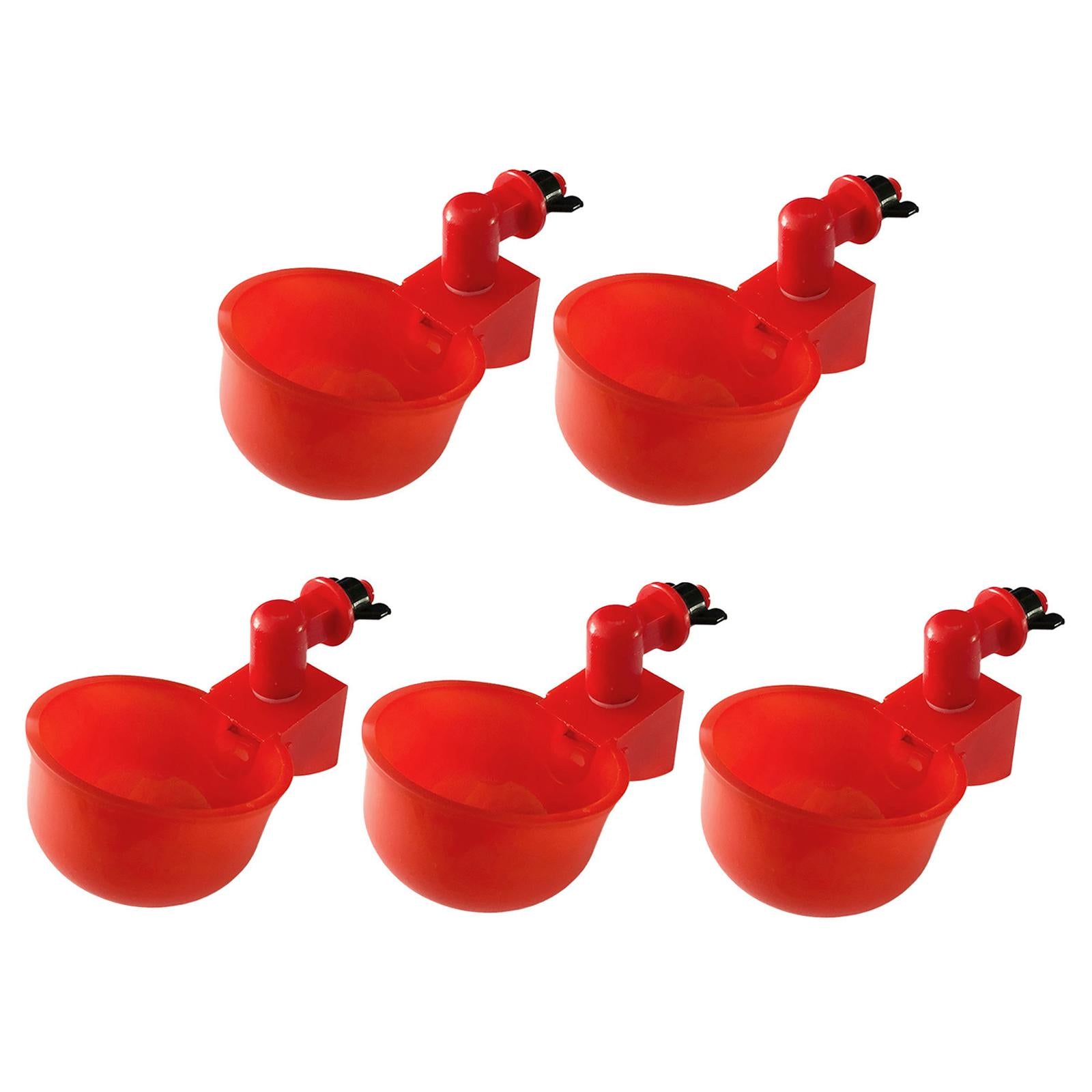 5Pcs Poultry Chicken Bird Coop Feeder Auto Water Drinking Cup Bowl Drinker
