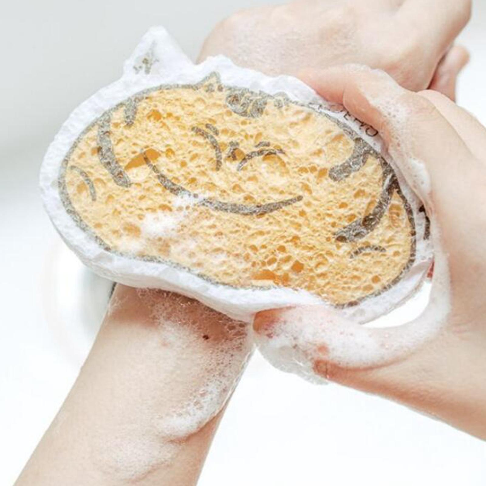 Non-Scratch Scrub Sponge Multi-Use for Cleaning Kitchen Clean Tough Messes Orange Cat
