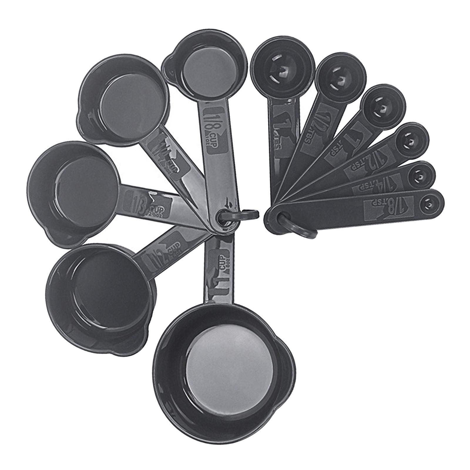 2xPP Measuring Spoons Cups Set with Scale Metering Spoon for Kitchen Tool Gray