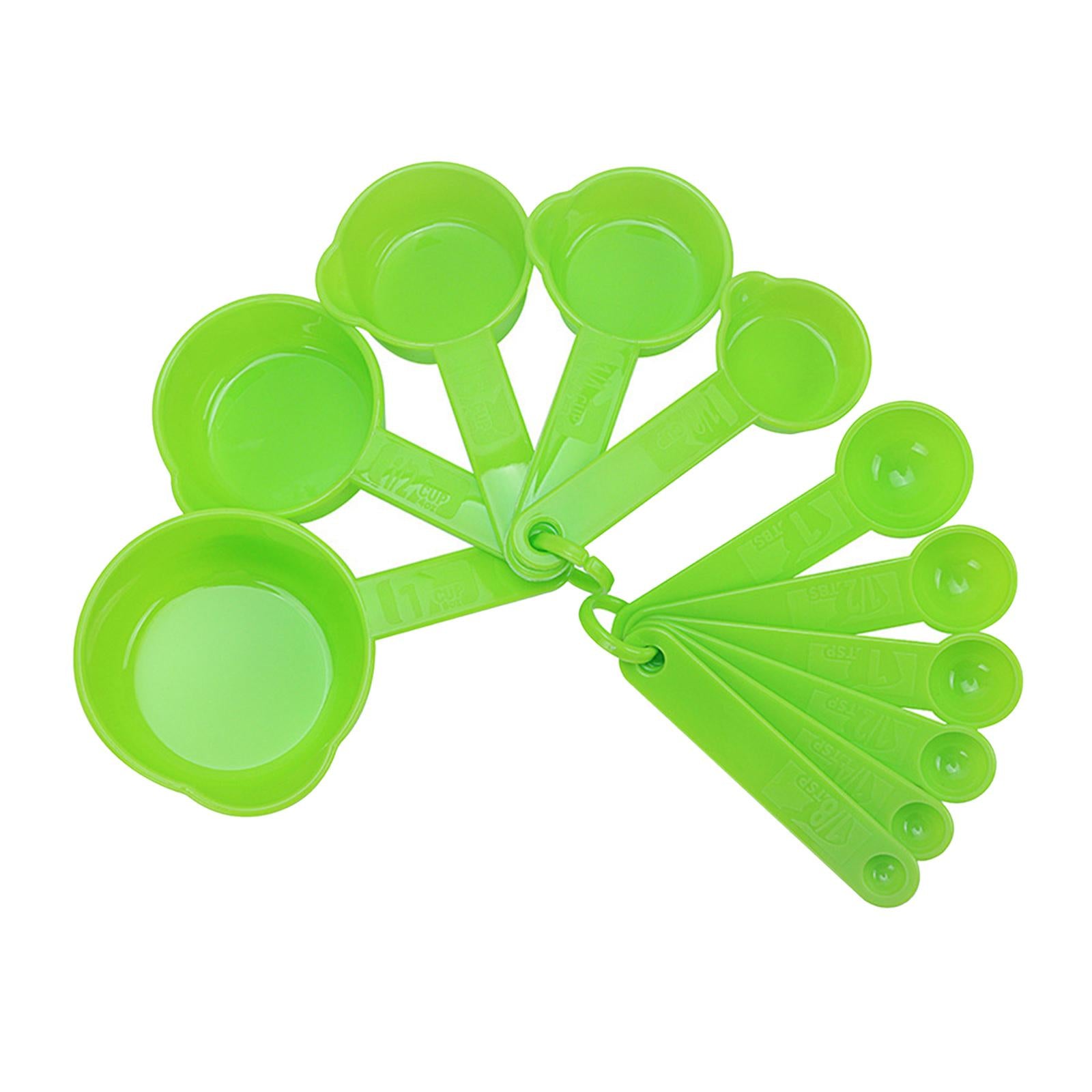 2xPP Measuring Spoons Cups Set with Scale Metering Spoon for Kitchen Tool Green