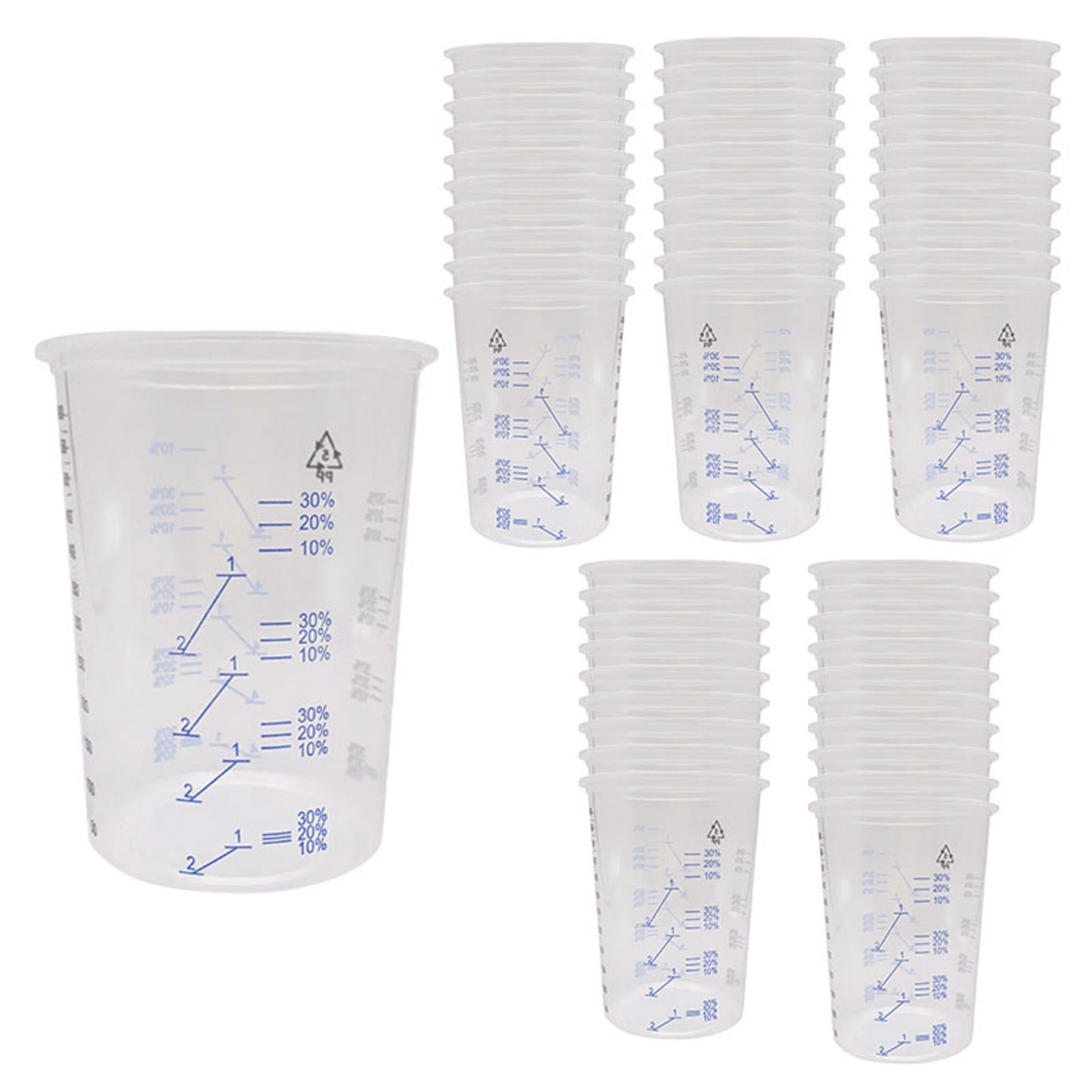 Disposable Graduated Clear Plastic Cups for Mixing Paint Stain Epoxy