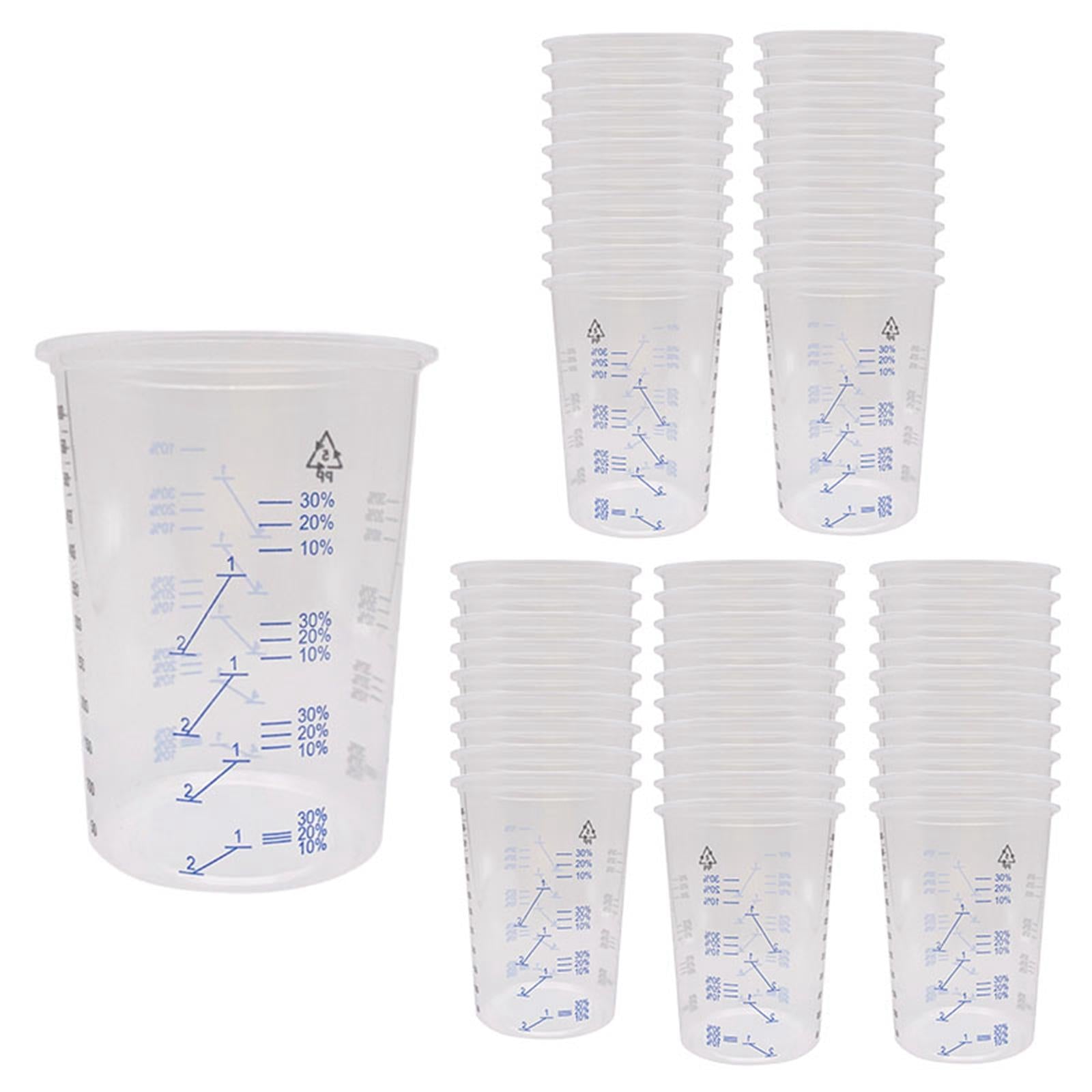 Disposable Graduated Clear Plastic Cups for Mixing Paint Stain Epoxy