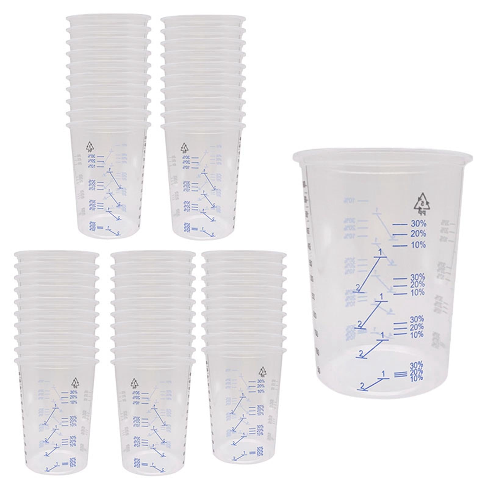 Disposable Graduated Clear Plastic Cups for Mixing Paint Stain Epoxy