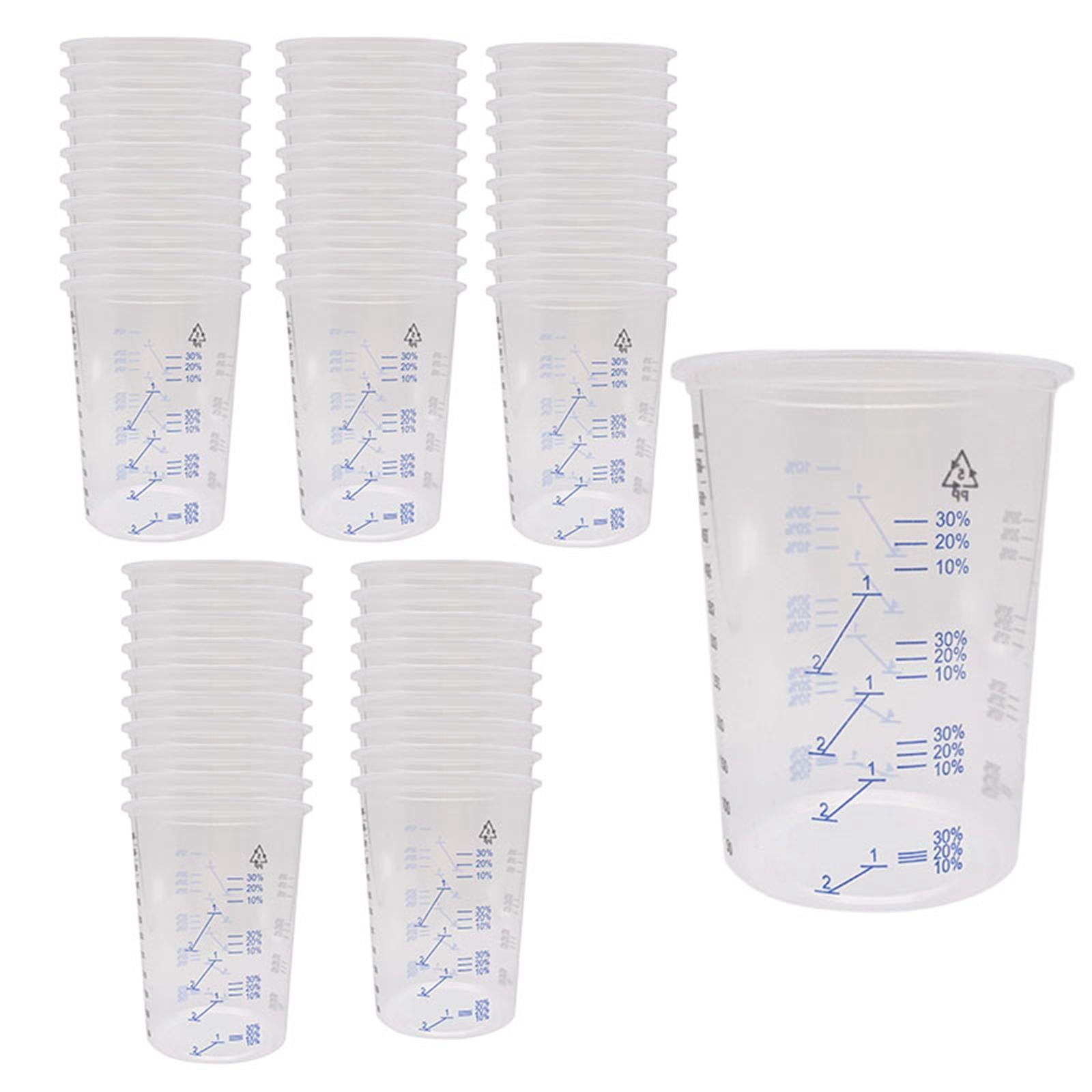 Disposable Graduated Clear Plastic Cups for Mixing Paint Stain Epoxy