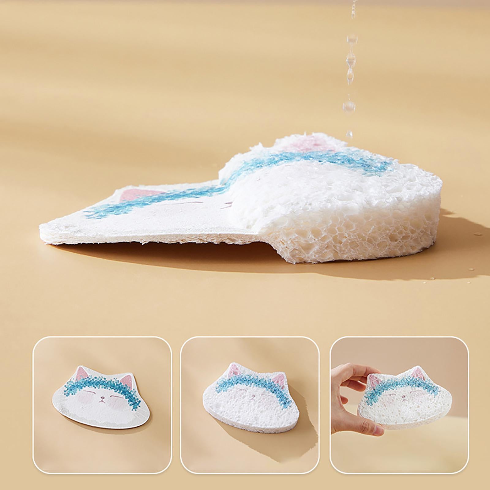 Non Stick Scrub Sponge Reusable Multifunctional for Bathroom Dish Pans Cat