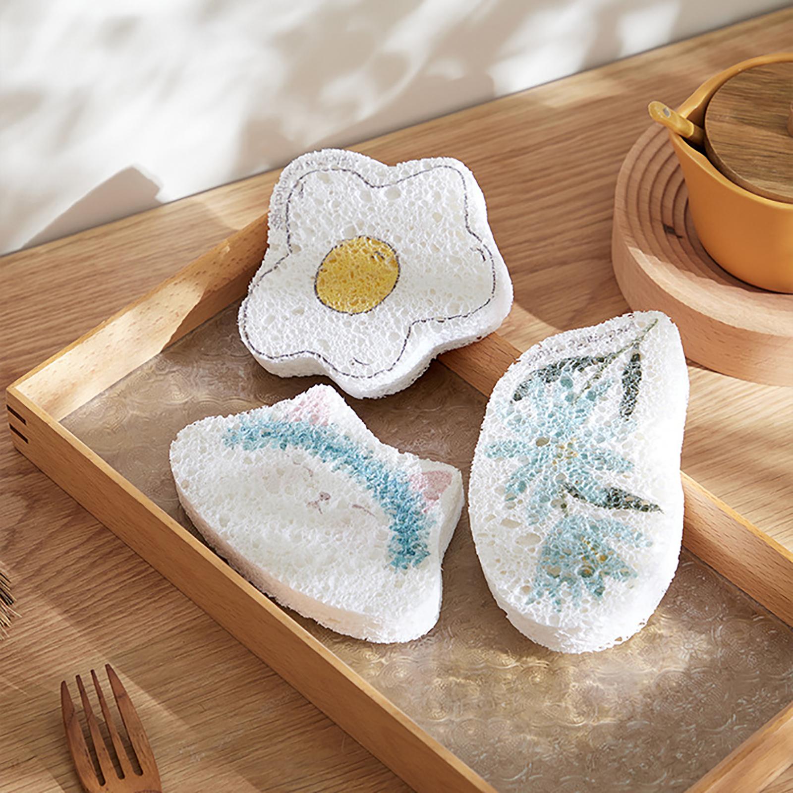 Non Stick Scrub Sponge Reusable Multifunctional for Bathroom Dish Pans Cat