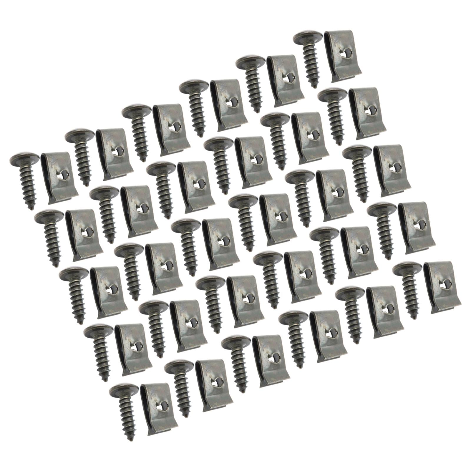 30pcs Car Motorcycle Plastic Cover Metal Retainer U-Type Clips and Screws M4X16