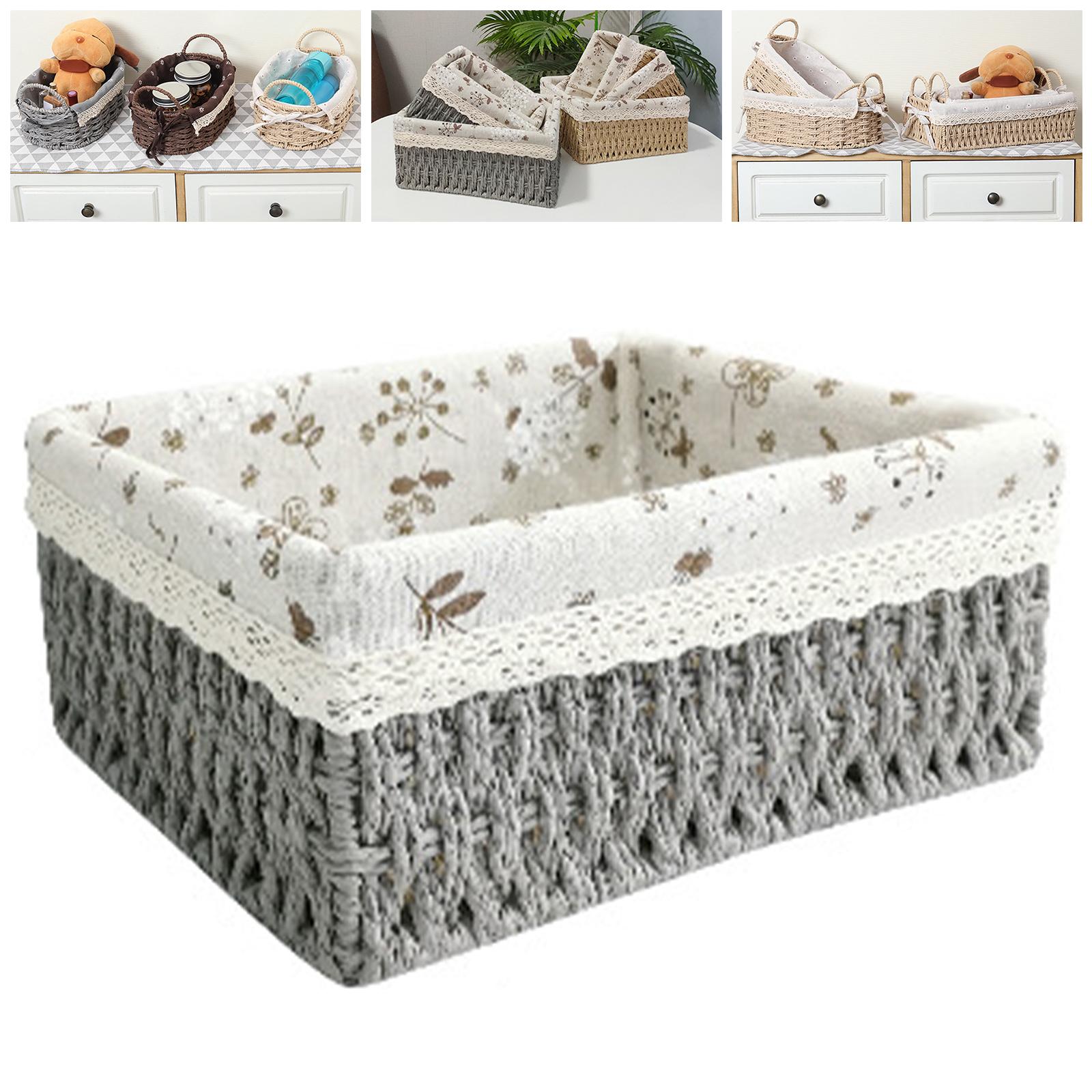 Multipurpose Rattan Storage Basket Household Items for Tabletop Kitchen medium grey A