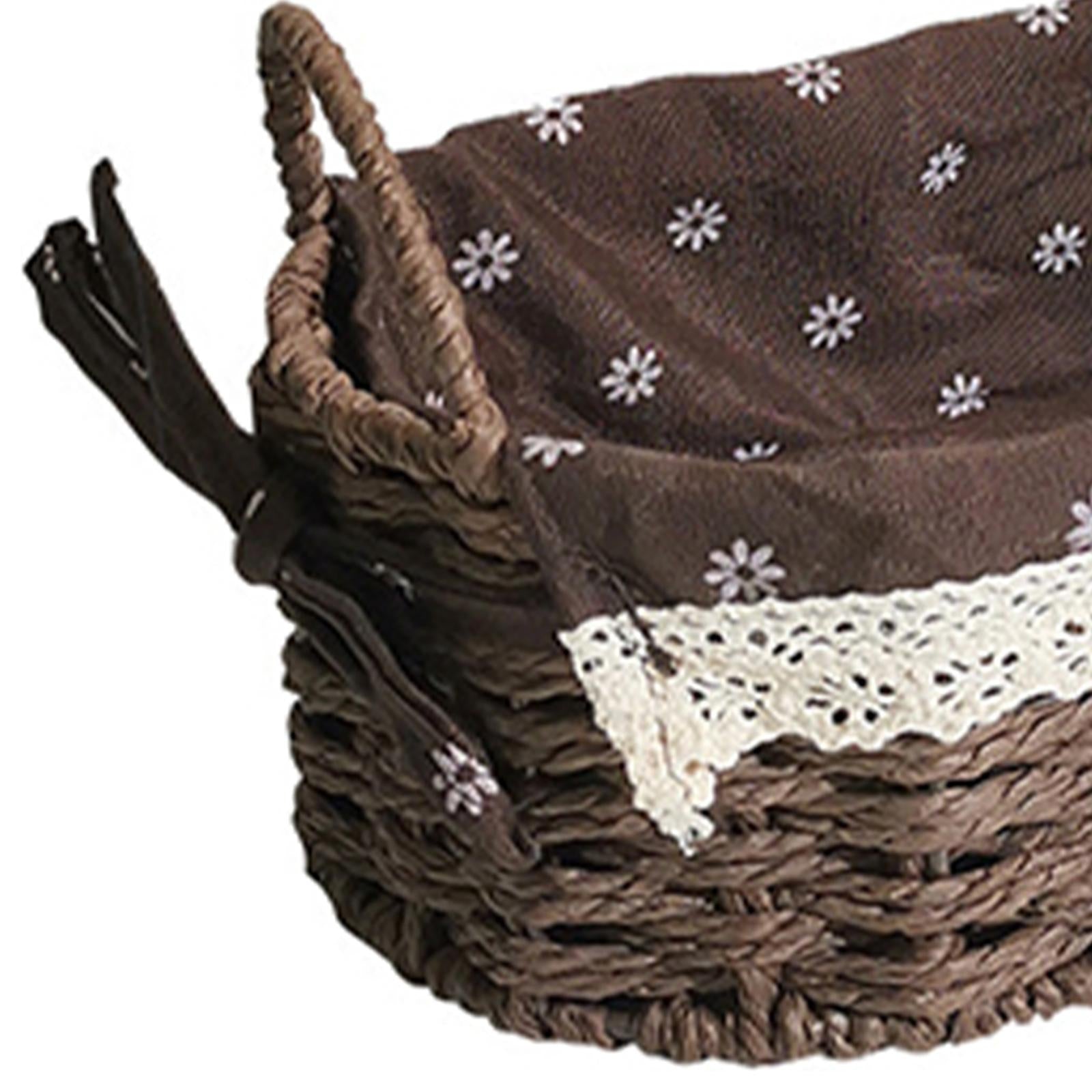 Multipurpose Rattan Storage Basket Household Items for Tabletop Kitchen brown C