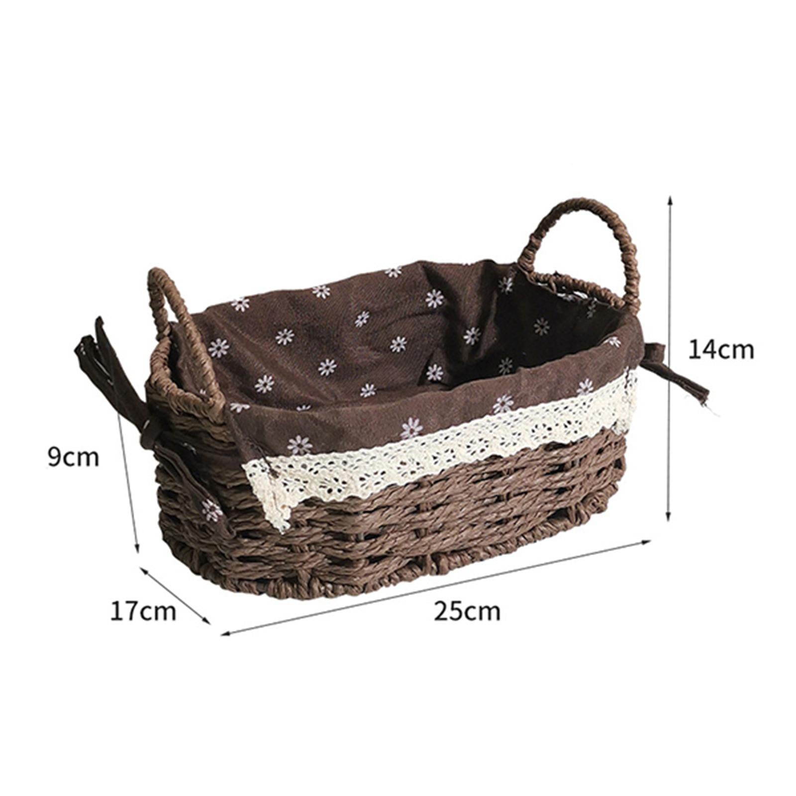 Multipurpose Rattan Storage Basket Household Items for Tabletop Kitchen brown C