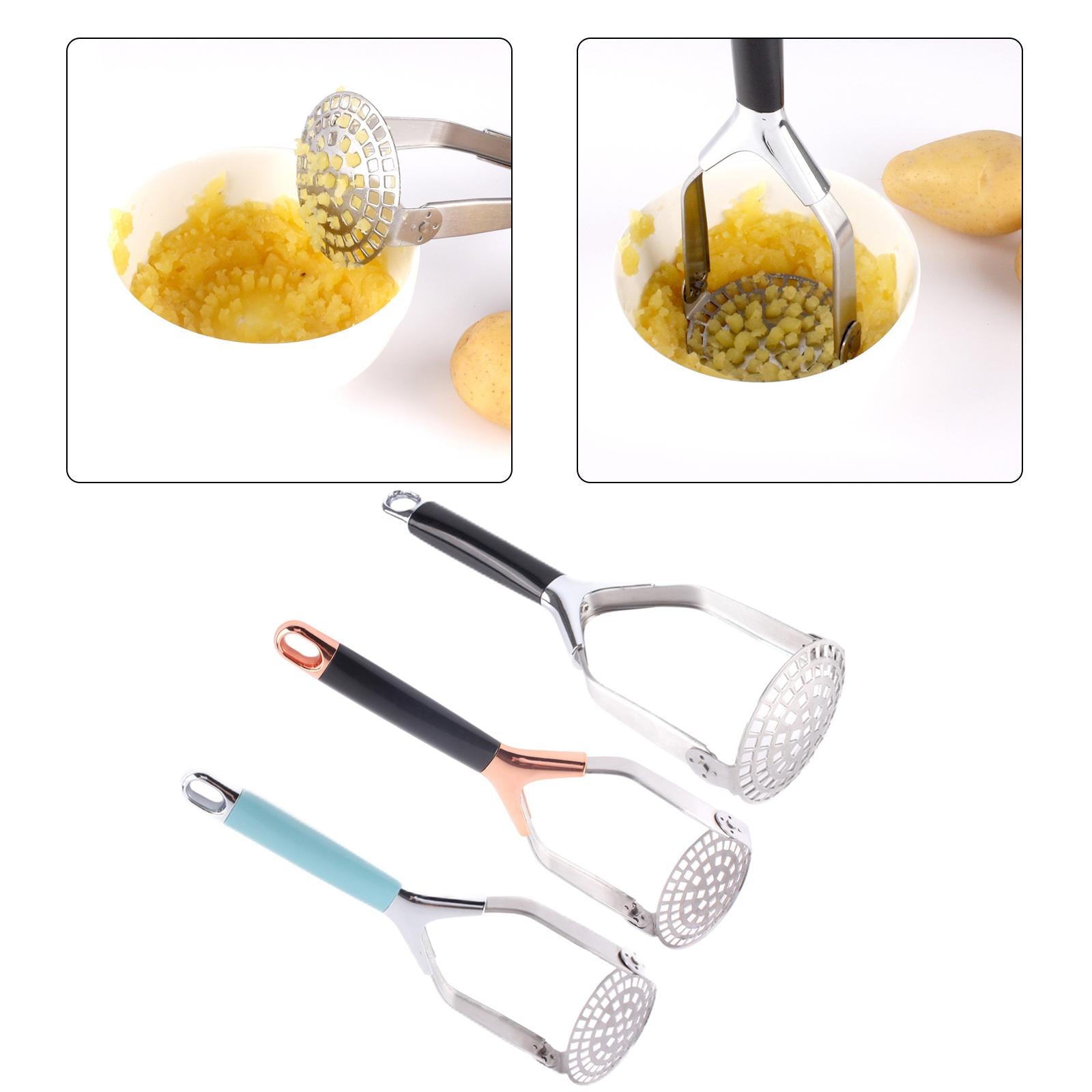 Potato Masher Potato Kitchen Tool for Banana Bread Potato Fruit Blue Silver
