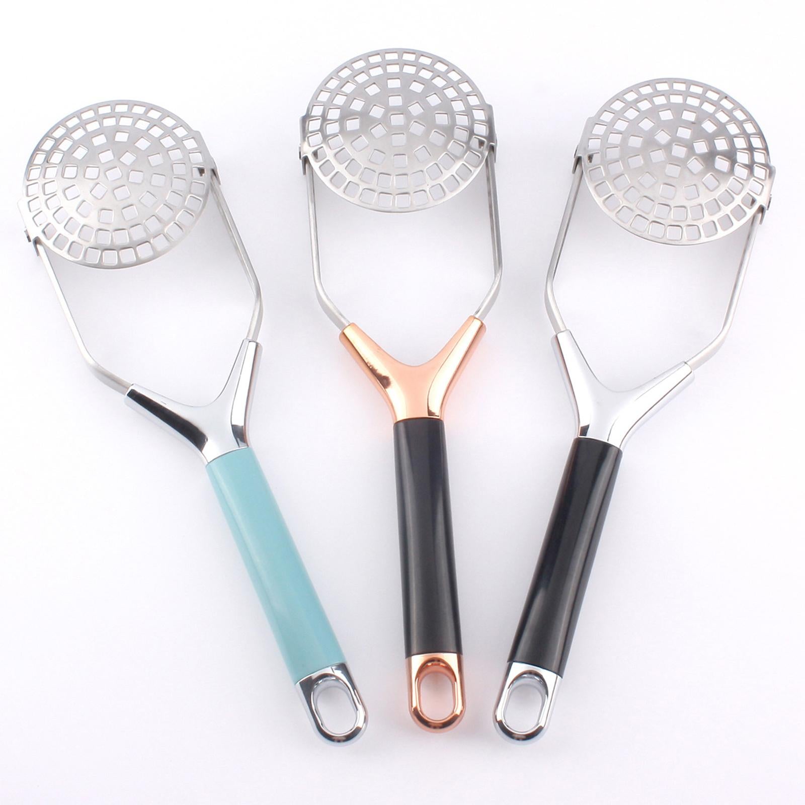 Potato Masher Potato Kitchen Tool for Banana Bread Potato Fruit Blue Silver