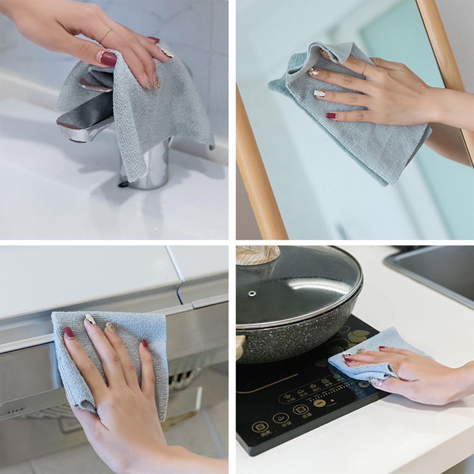 20Pcs Dish Towel Quick Drying Absorbent Bath Washcloth for Kitchen Blue