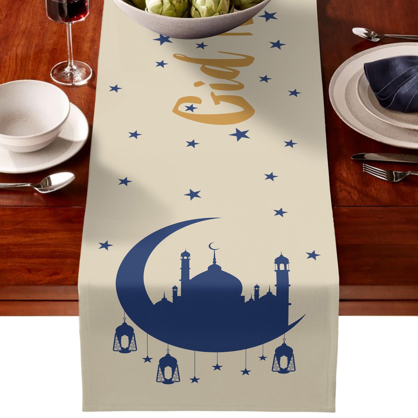 Eid Mubarak Tablecloth Party Table Covers Ramadan Party Decor D