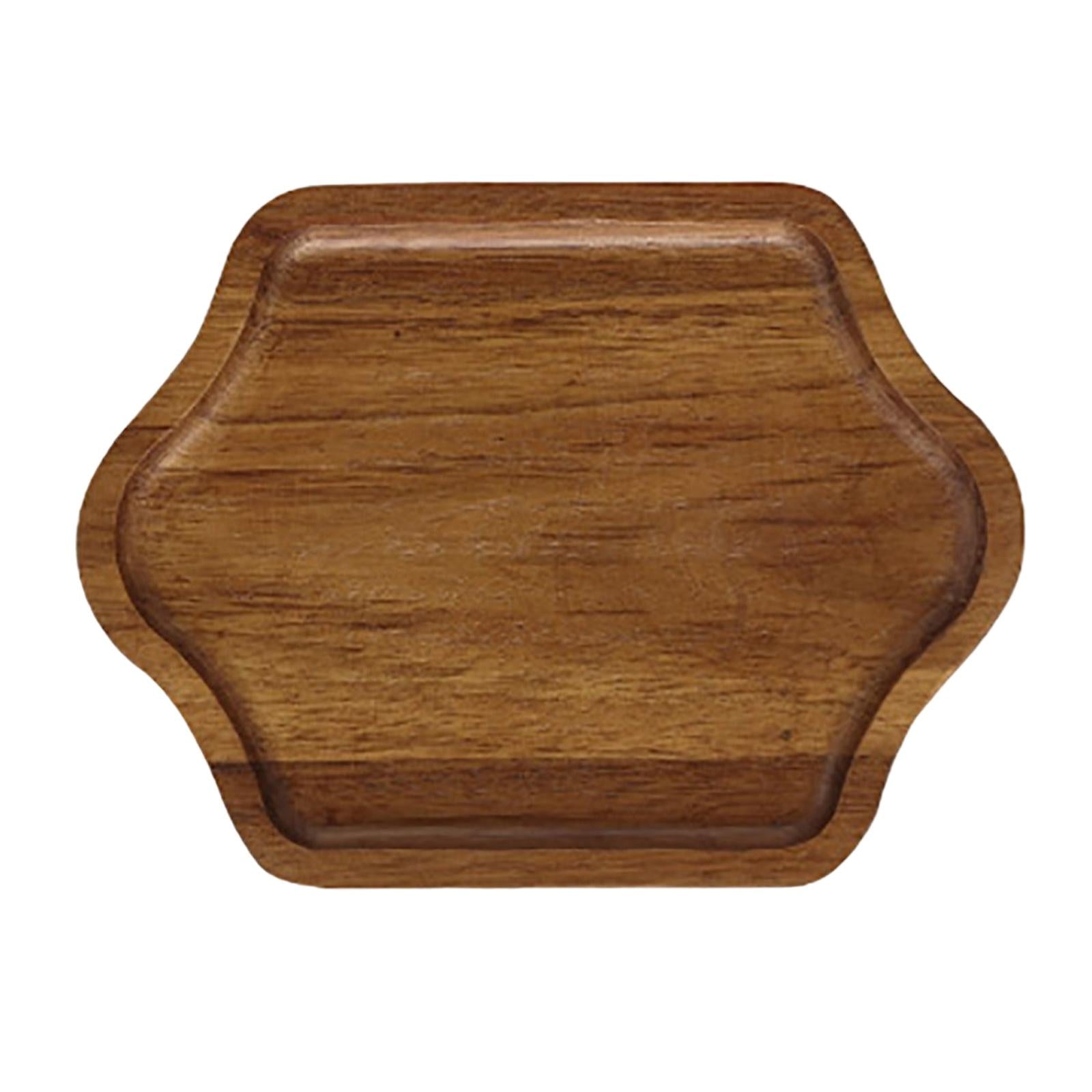 Small Wooden Serving Tray Breakfast Bread Plate Food Dish for Kitchen Decor Hexagonal