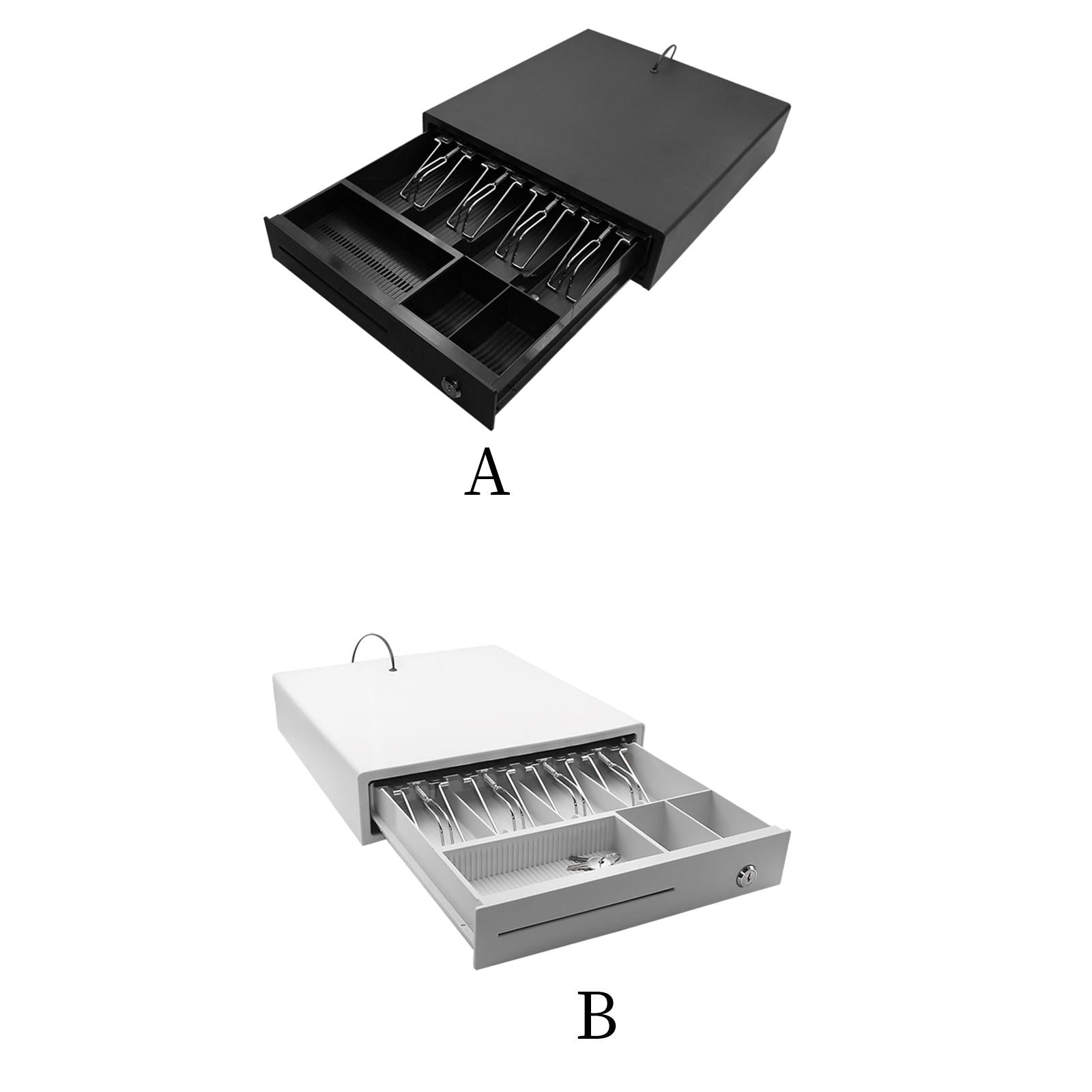 Cash Drawer Box Cash Drawer Tray RJ11 Key Lock for Stores Shops Black